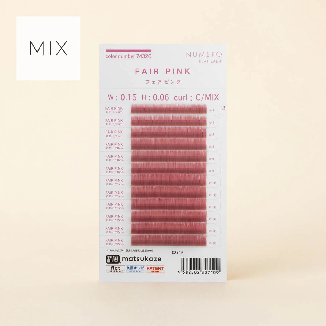 NUMERO Color Flat Lash FAIR PINK MIX 7mm-12mm