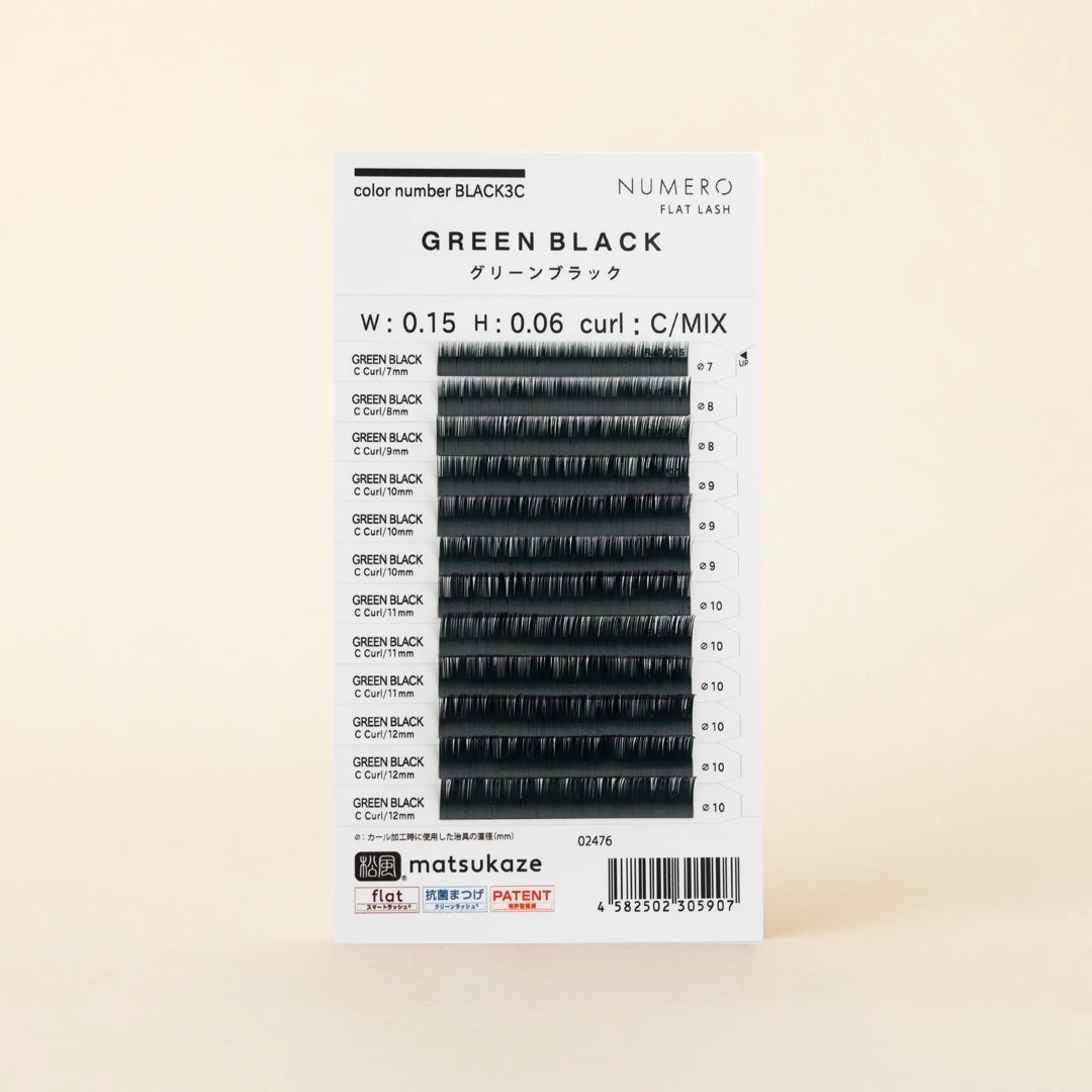 NUMERO Color Flat Lash GREEN BLACK MIX 7mm-12mm